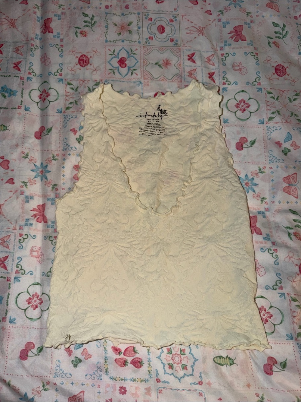 Free People Pale Yellow Ruffled V-Neck Camisole